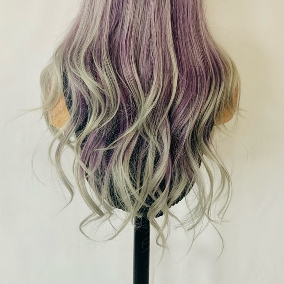 Long Gorgeous Plum Berry & Grey “Put On & Go” Synthetic Wig - Picture 9 of 9